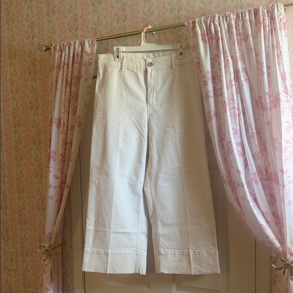 NWOT H&M White Wide-Leg Crop Jeans